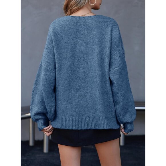 Womens Knit Cardigan Long Sleeve Tie Front Bow Drop Shoulder Casual - Picture 5 of 5